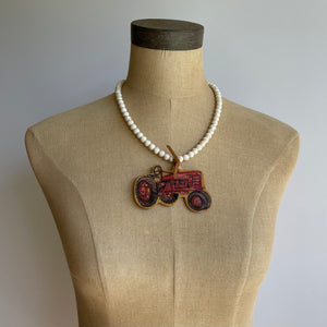 Big Red Tractor Necklace