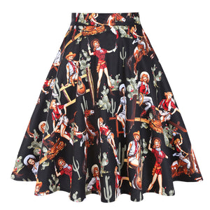 Black Pistolero Cowgirl A-Line Skirt
