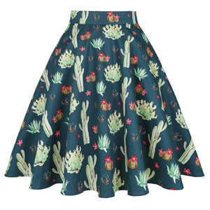 Cactus Skirt A-Line Vintage Clothing Succulent Saguaro