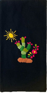 Embroidered Cactus Tea Towel