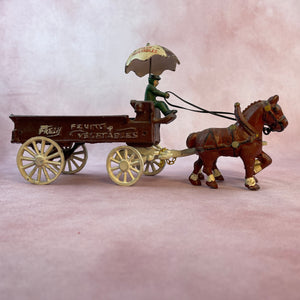 Cast Iron Horse Drawn Fresh Fruit and Vegetables Wagon