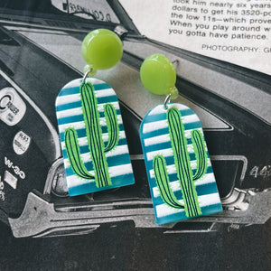 Green Desert Cactus Earrings