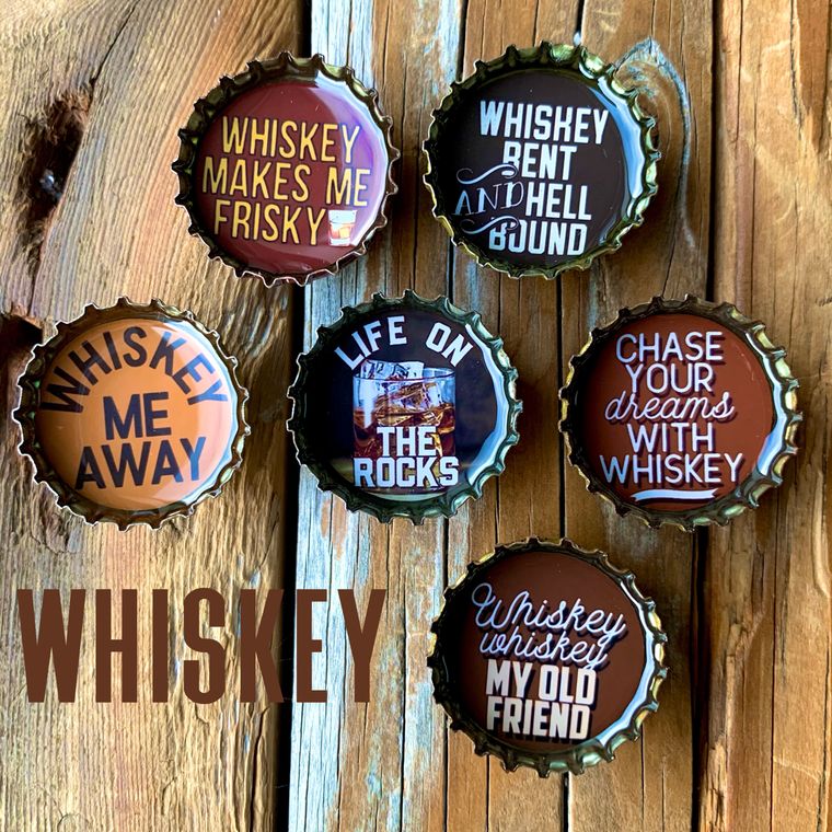 Waylon's Whiskey Bottle Cap Magnet Set