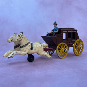 Cast Iron Horse-Drawn Stage Coach and Buggy Driver
