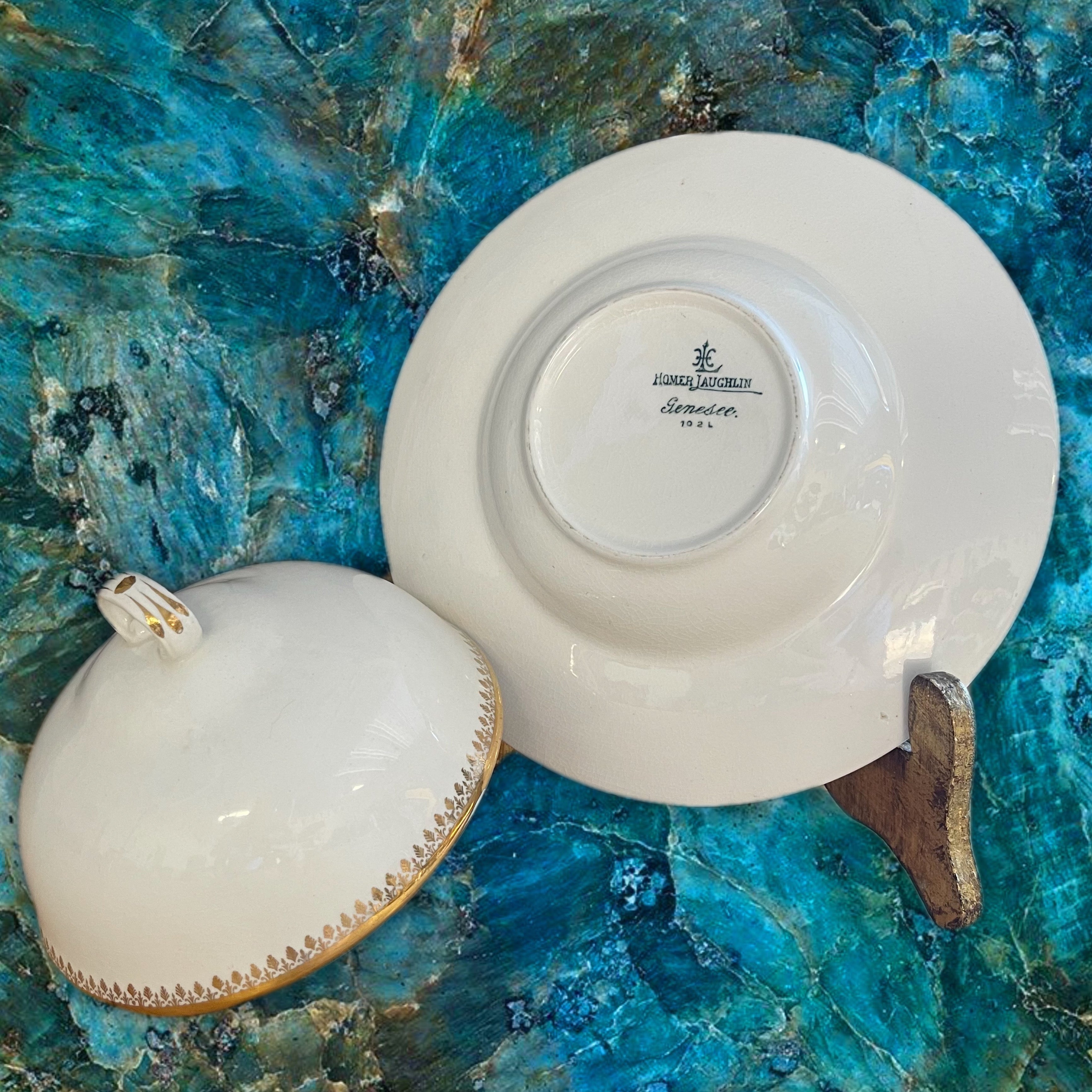 Antique homer Laughlin Genesse Dish USA Virgina White porcelain