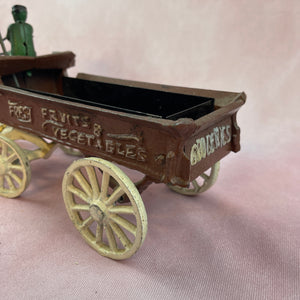 Cast Iron Horse Drawn Fresh Fruit and Vegetables Wagon