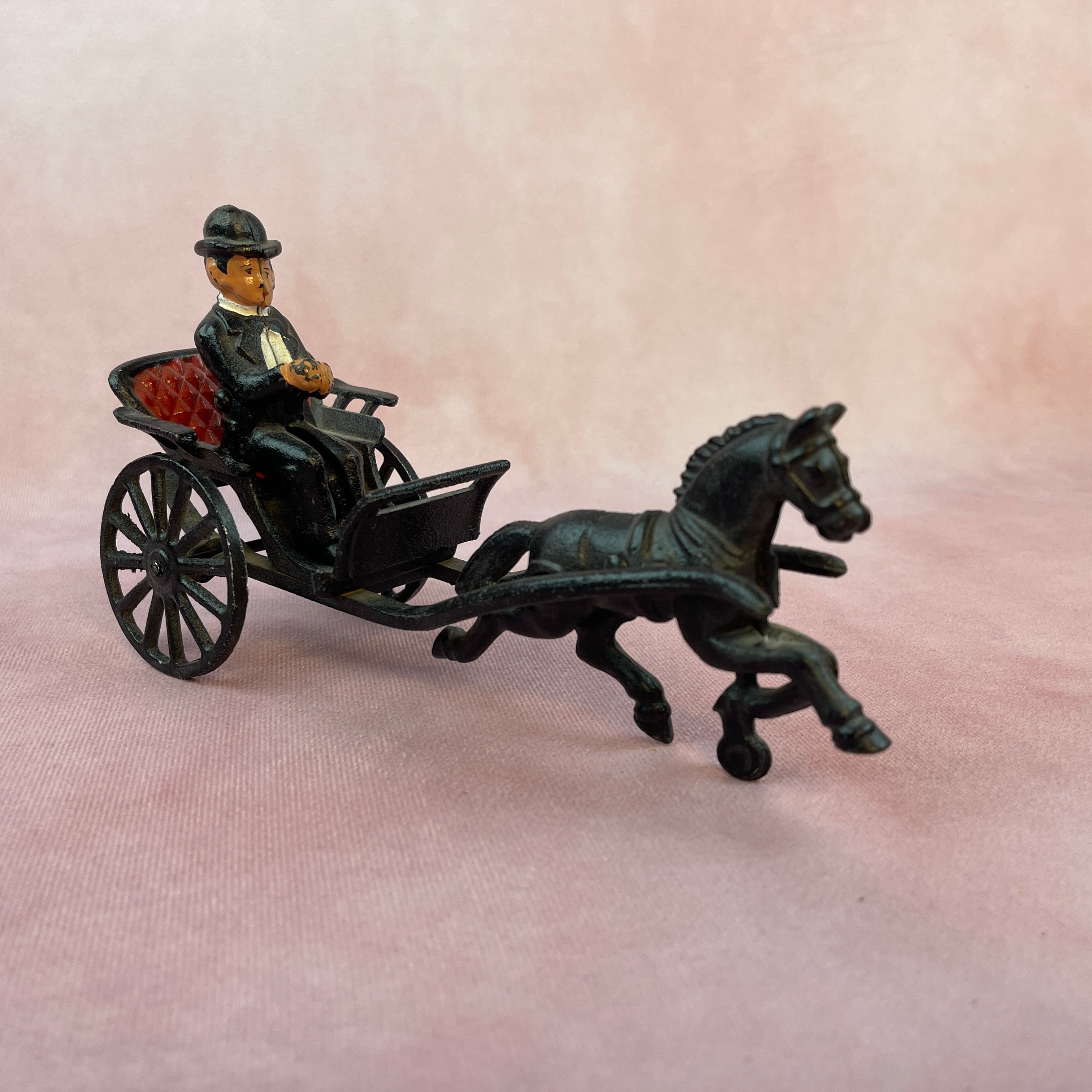 Cast Iron Horse Drawn Buggy and Chariot Driver