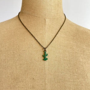 Hand-Painted Delicate Cactus Necklace