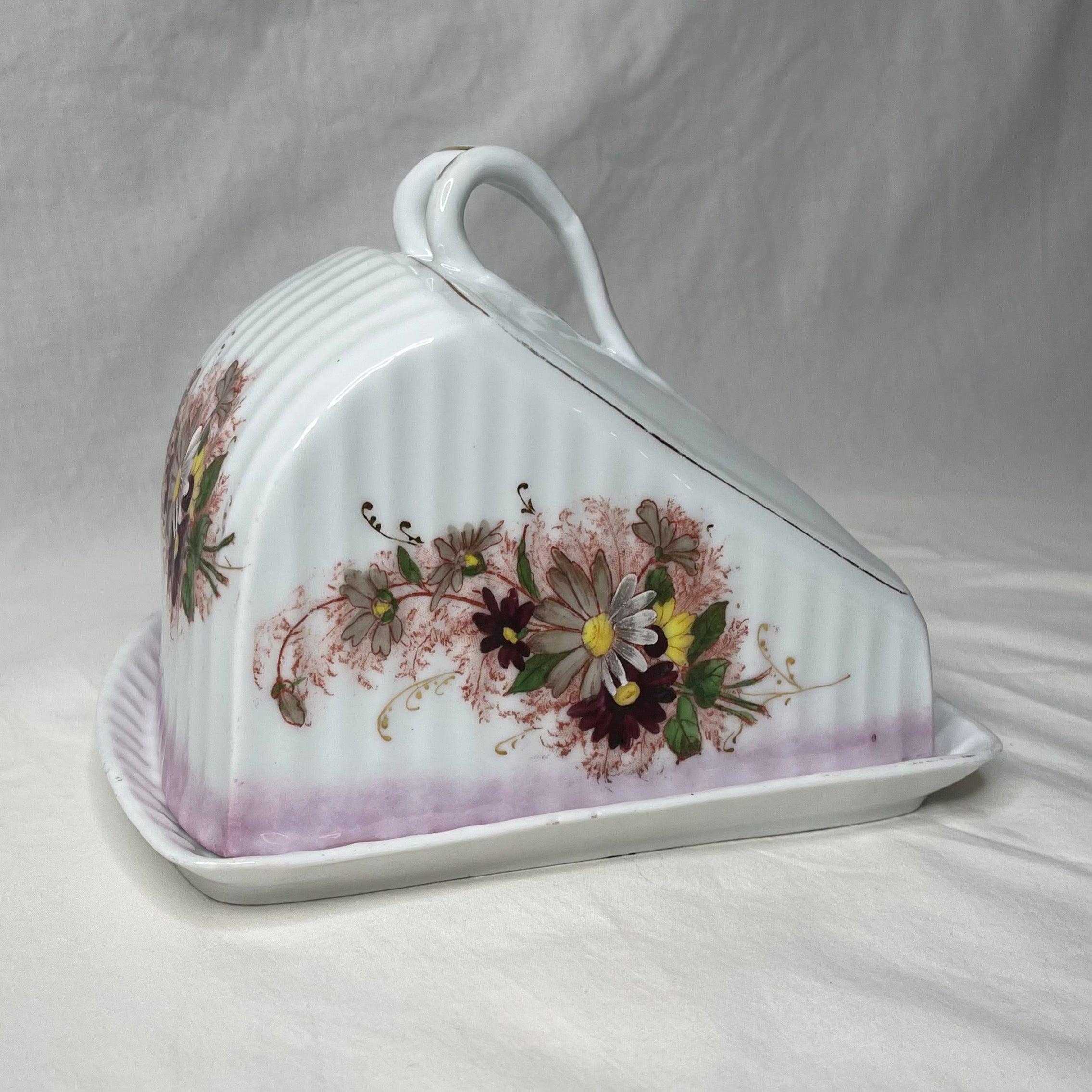 Cottagecore Hand Painted Daisy Cheese Dish German