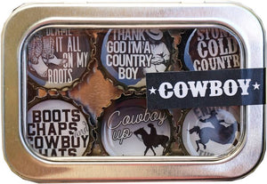 Cowboy Bottle Cap Magnet Set