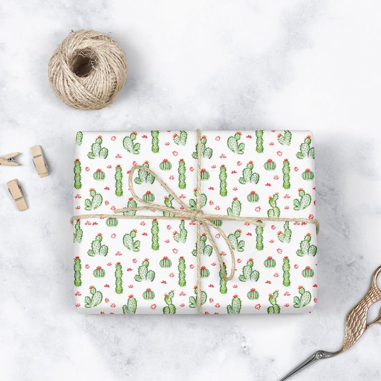 Watercolor Cactus Wrapping Paper Roll
