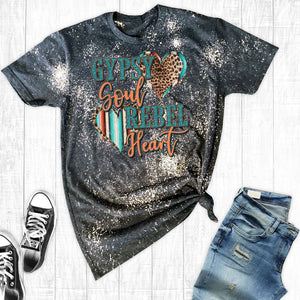 Gypsy Soul Rebel Heart Distressed Dark Grey T-Shirt